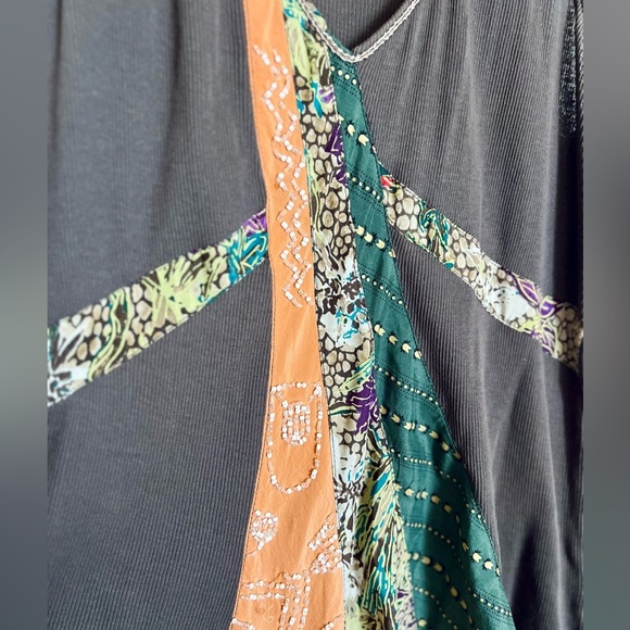 Anthropolgie Brown and Multicolor Patchwork Tank Top - Picture 4 of 7